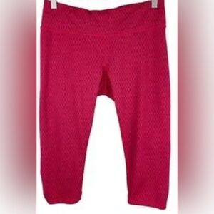 Prana Misty Knicker Capri Legging Red Pink Print Womens Size L/Large